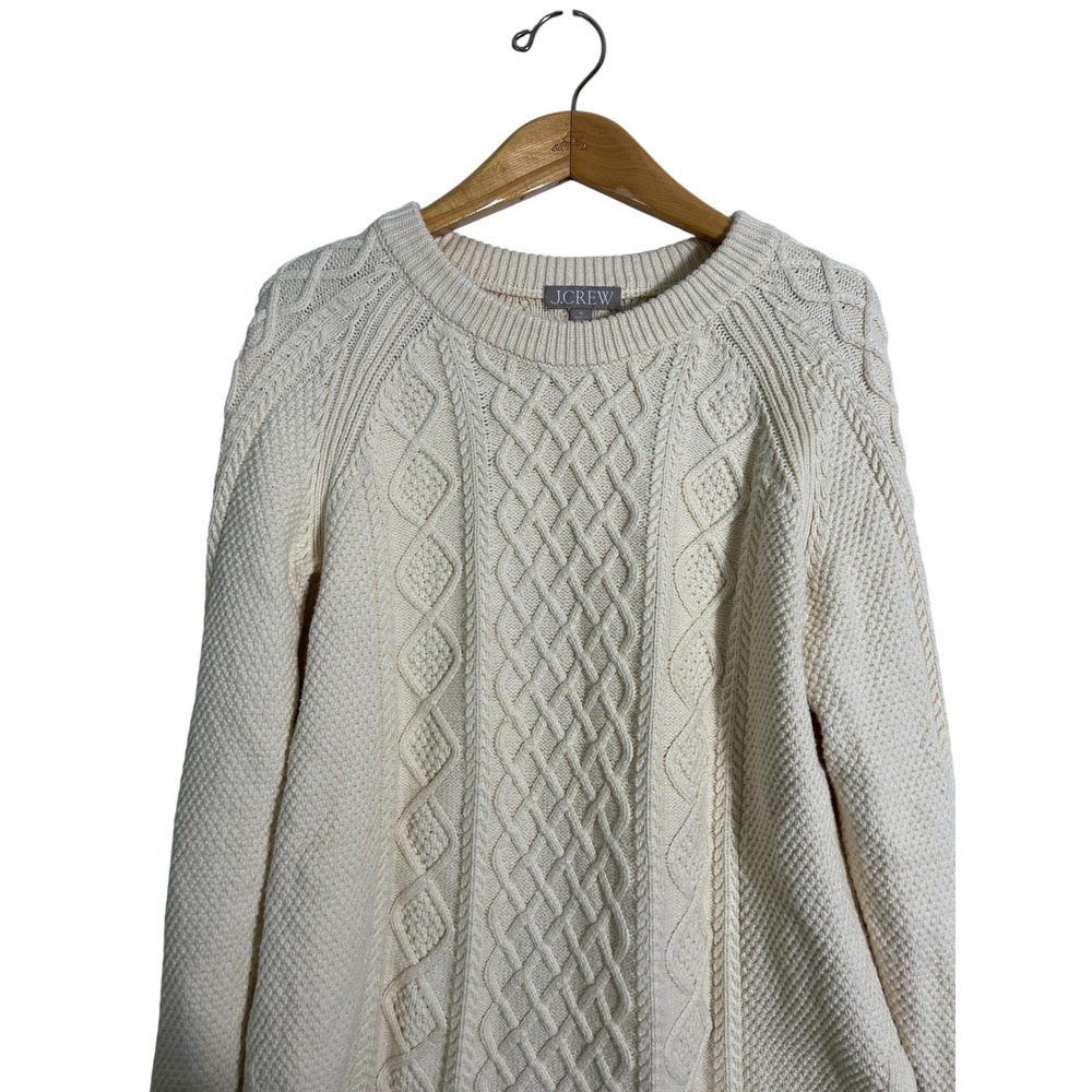 J. CREW Cotton Cable Knit Crewneck Fisherman Sweater BM302 - Picture 6 of 12